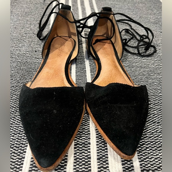 Madewell Shoes - Madewell ankle-tie, black, suede flats.